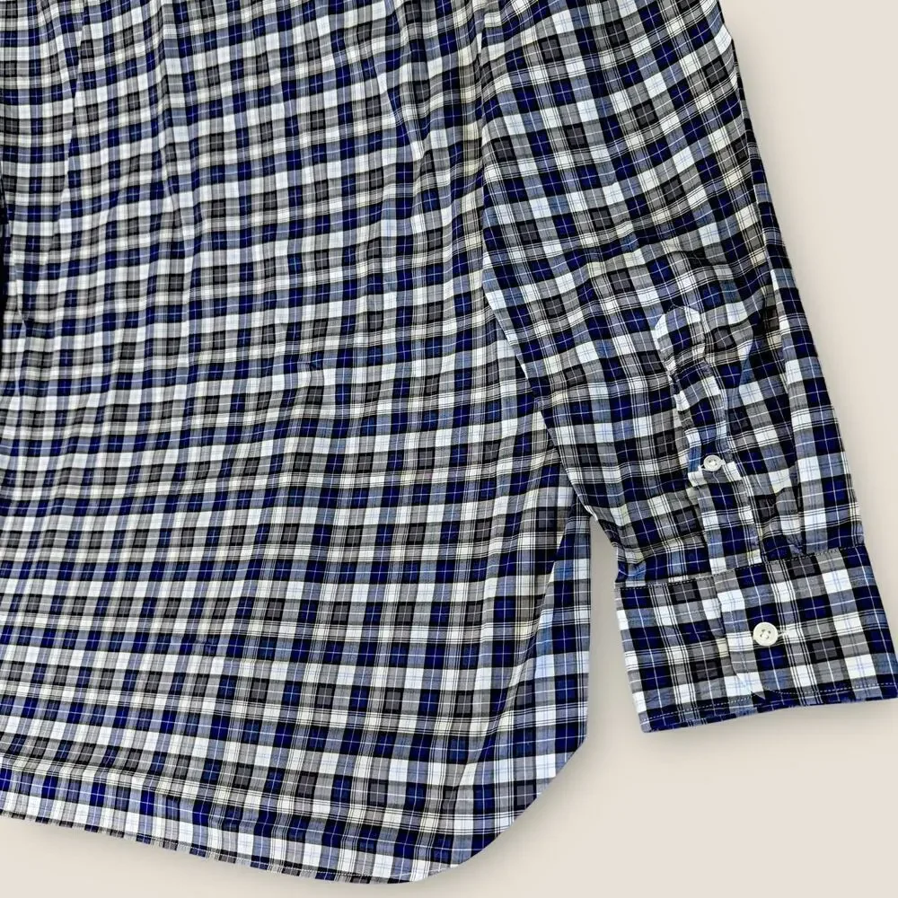 J. Crew Ludlow Plaid Long Sleeve Button Up Shirt Men Size XL 2 Ply Cotton Blue